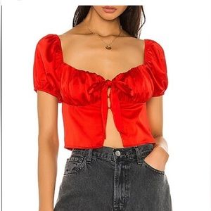 Superdown Women Short Sleeve Crop Top Red Blouse Size Small